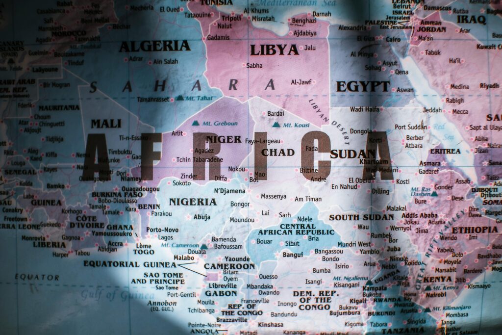 Map of Africa highlighting African countries and regions connected to travel, visas, and digital nomad opportunities