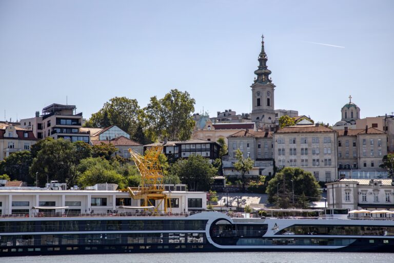 Belgrade waterfront and historic city centre in Serbia, a popular destination for digital nomads in the Balkans.