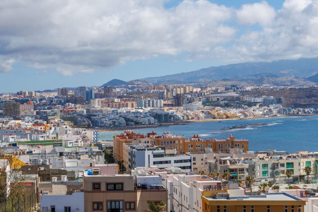 Coastal city and ocean view in the Canary Islands, Spain