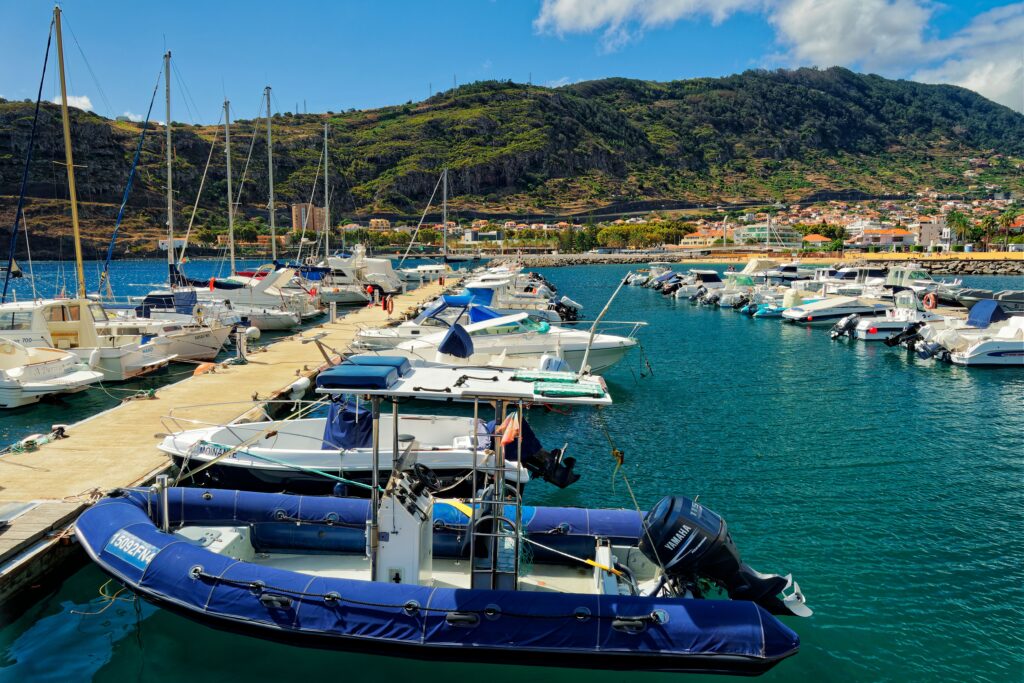 Marina and coastal town in Madeira, Portugal