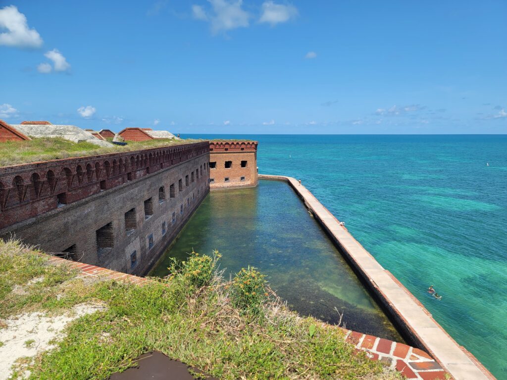 Fort Jefferson at Dry Tortugas National Park surrounded by turquoise water in Florida