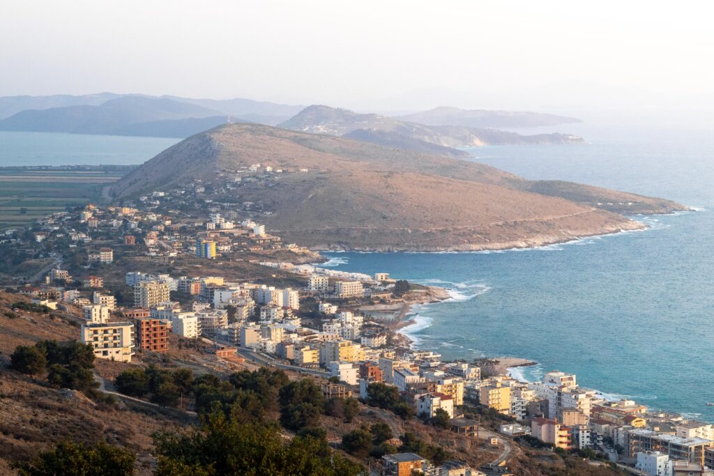 Sarandë coastline and Ionian Sea in Albania