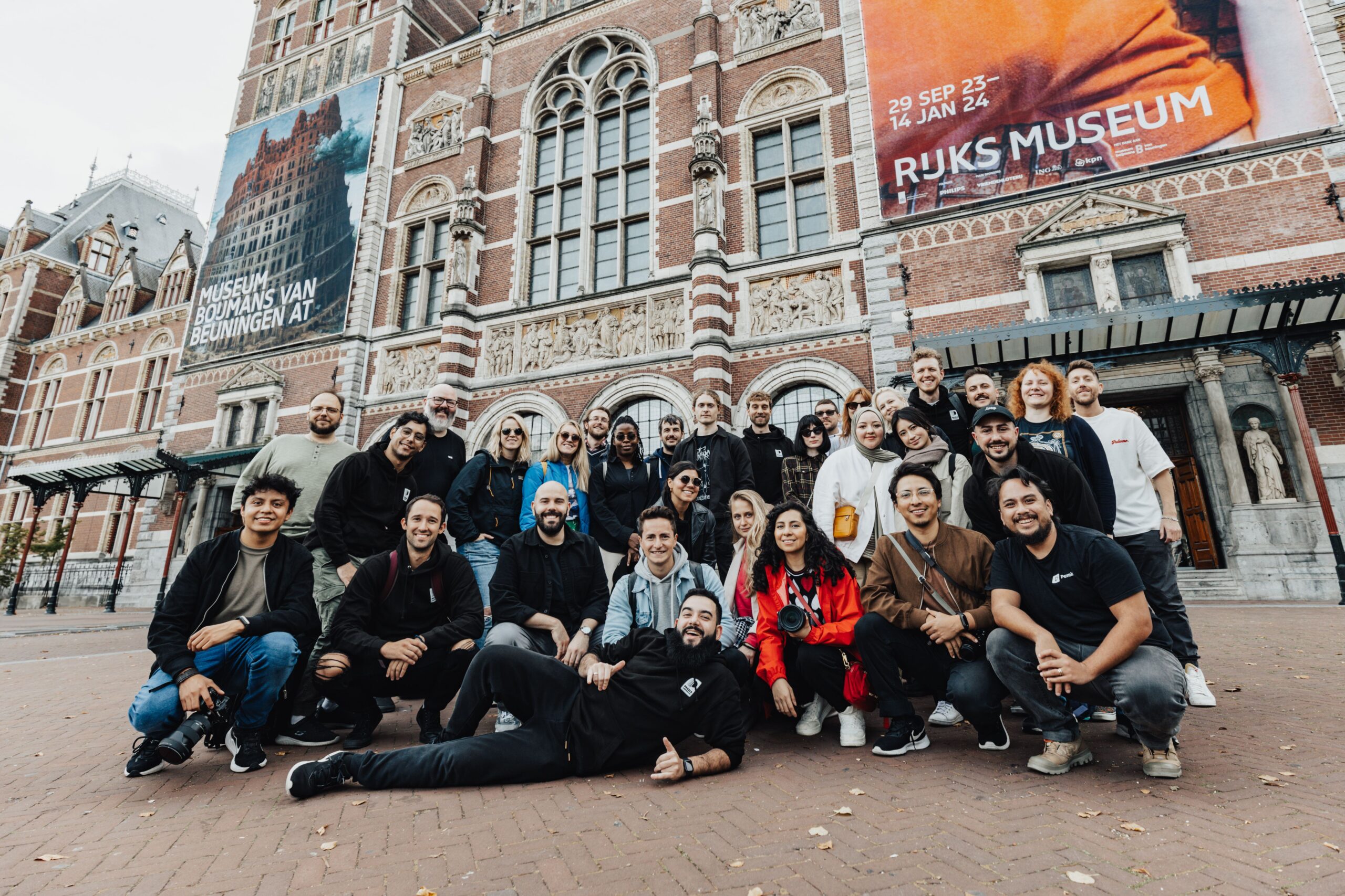 International tourists visiting the Rijksmuseum in Amsterdam, Netherlands