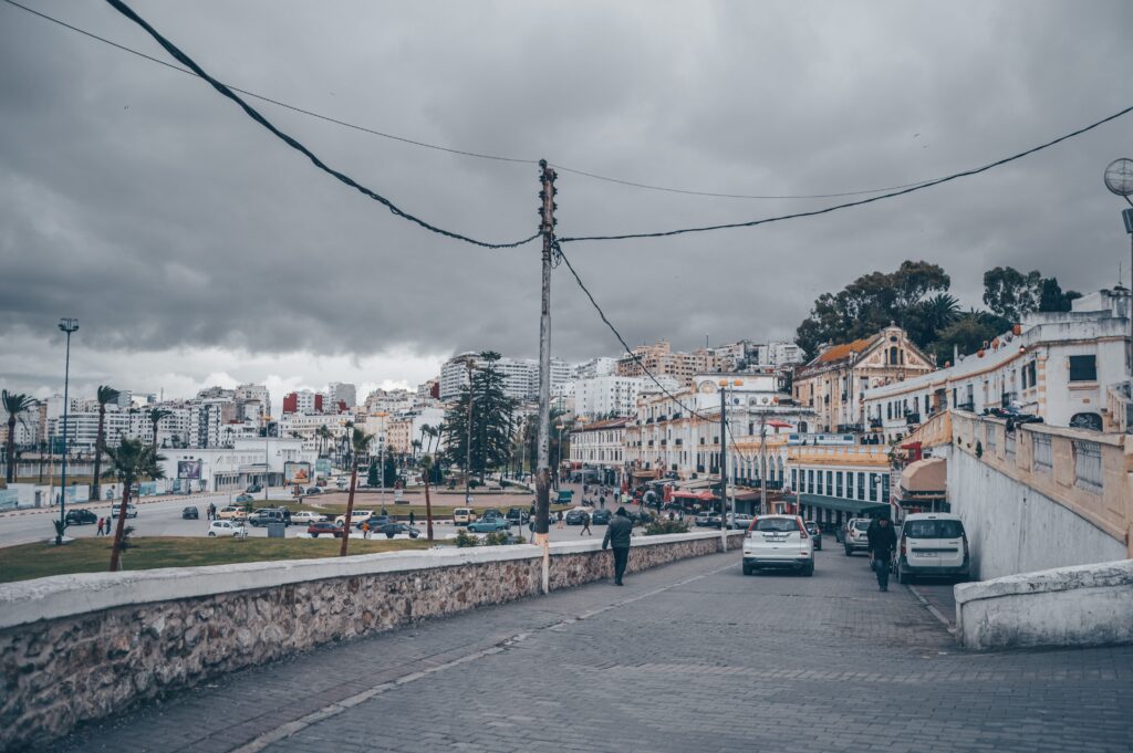 Street and cityscape in Tangier, Morocco