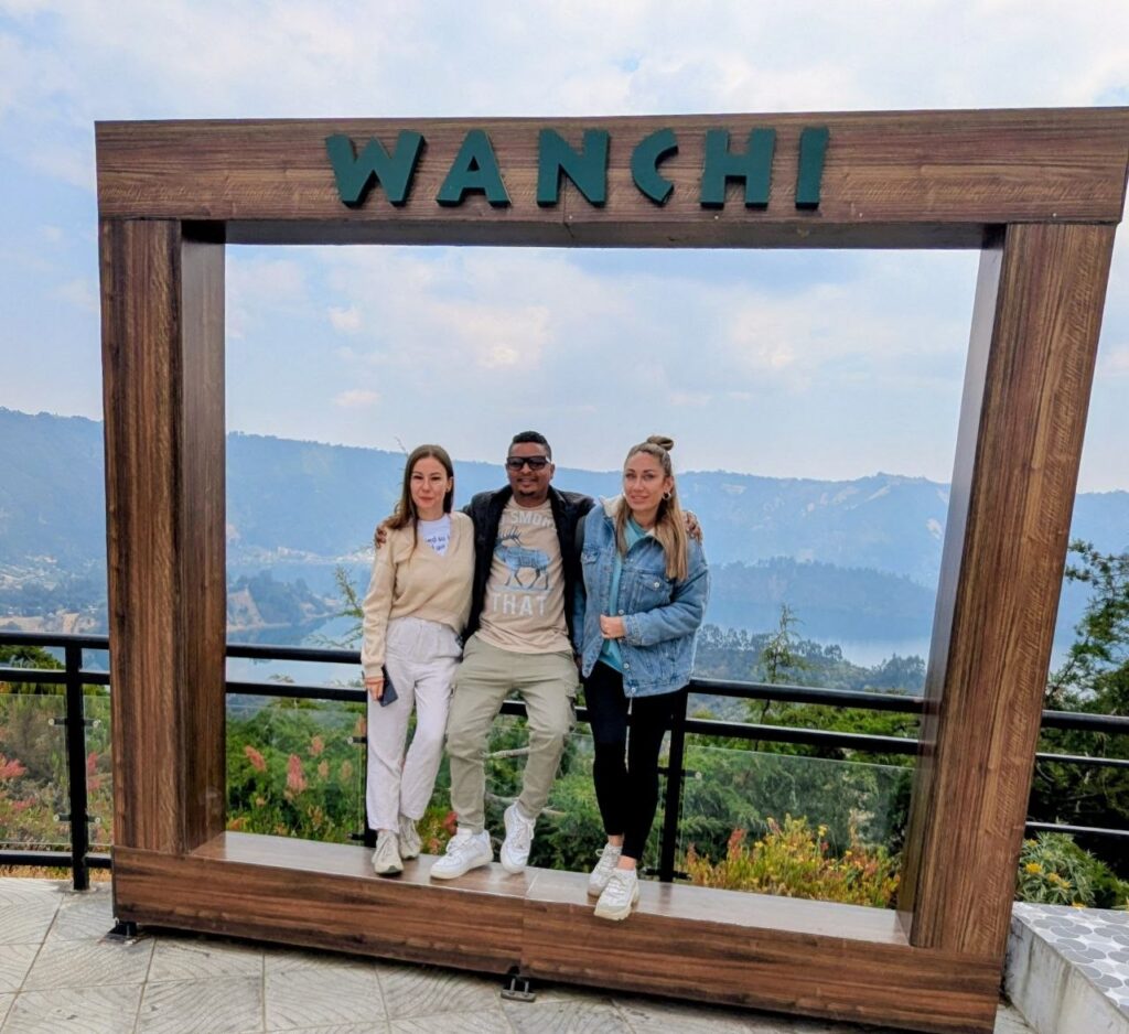 Visitors at the Wenchi Crater Lake viewpoint in Ethiopia