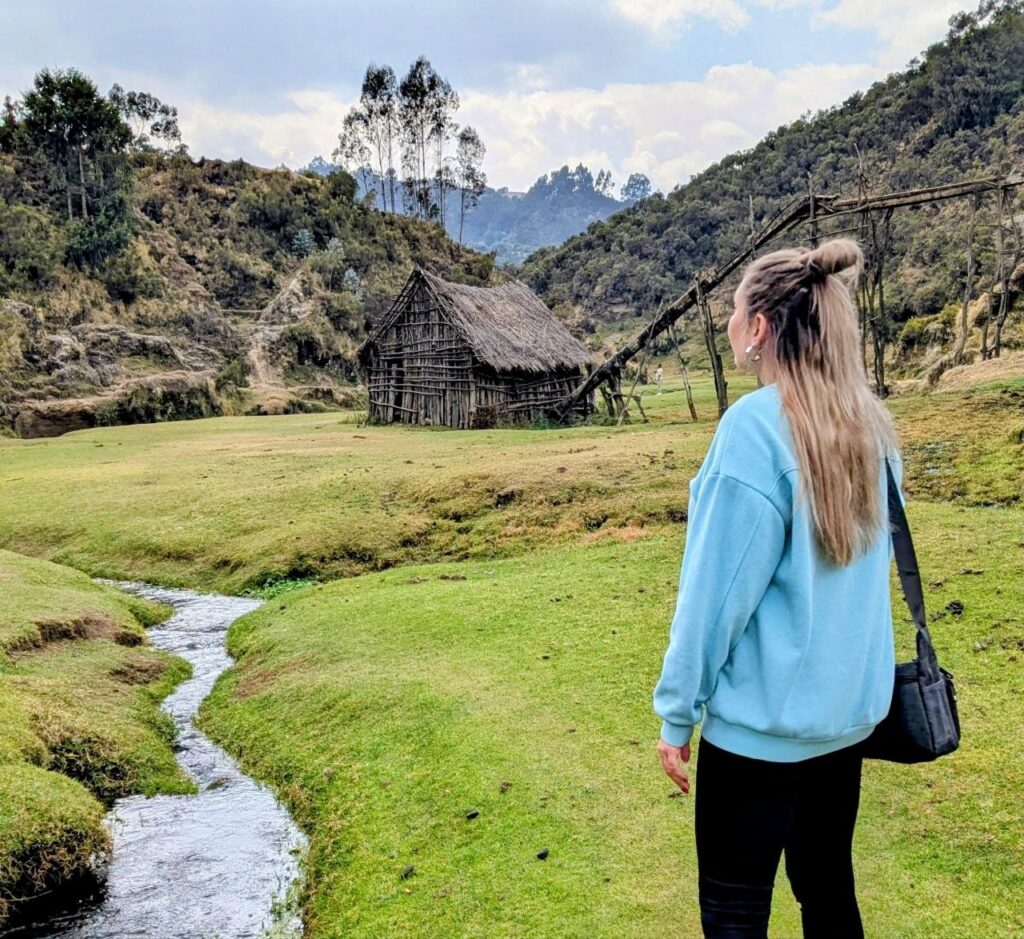 Hiking through the green landscape of Wenchi Crater Lake in Ethiopia