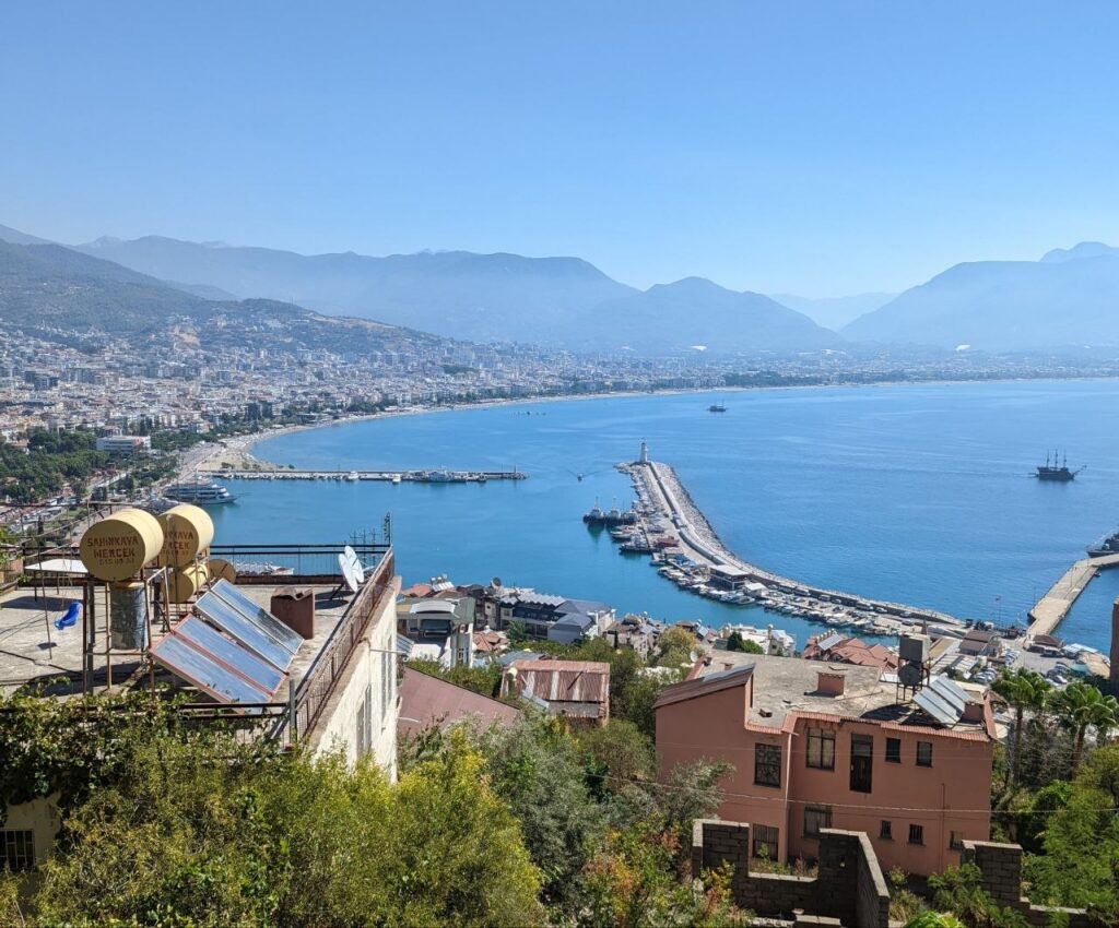 View of Alanya coastline and harbour in September, Turkey