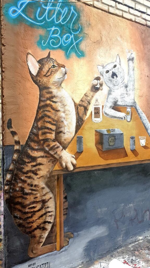 Cat street art in Turkey reflecting the country's love of cats