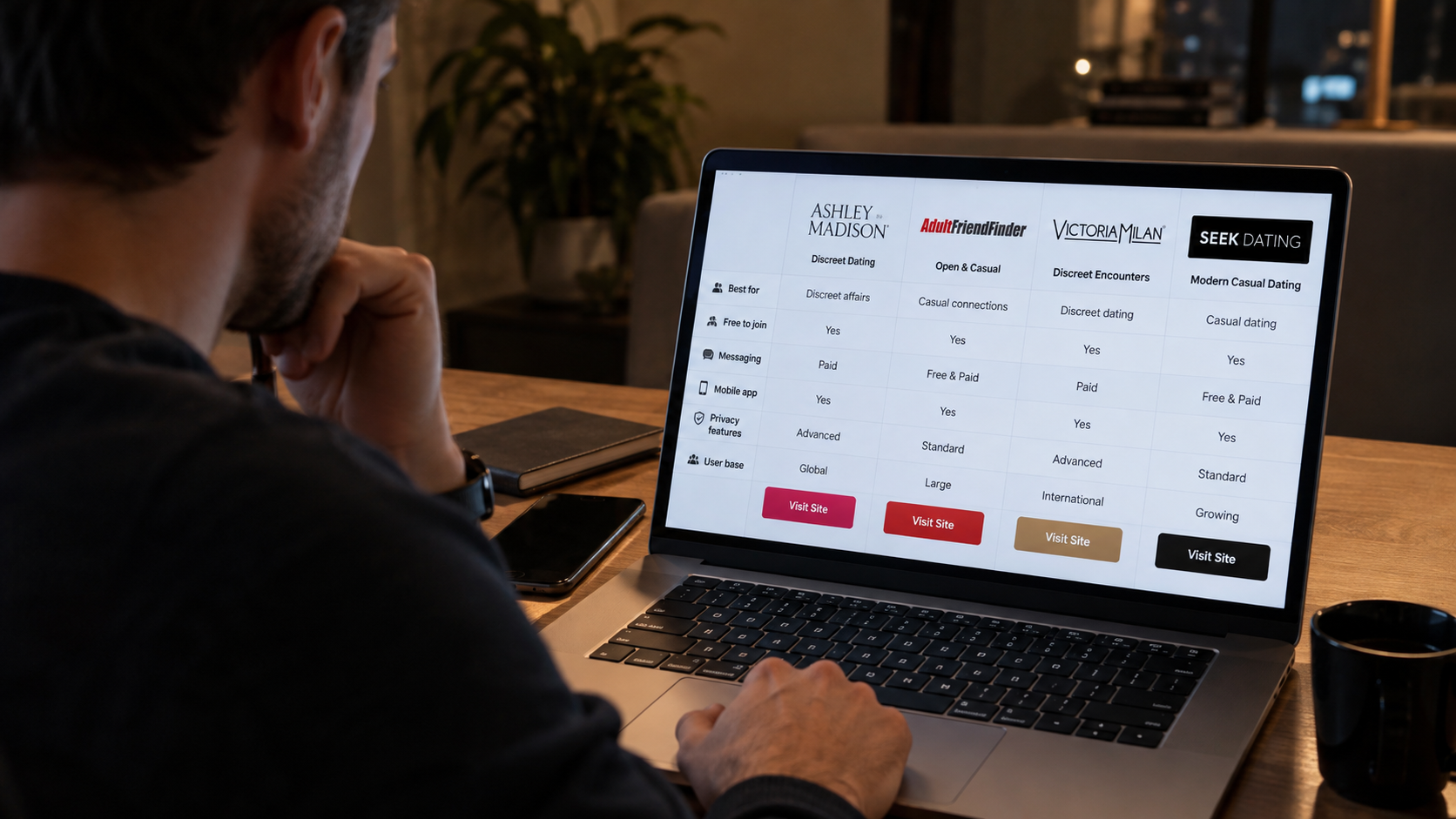 Comparison of four legit casual dating sites