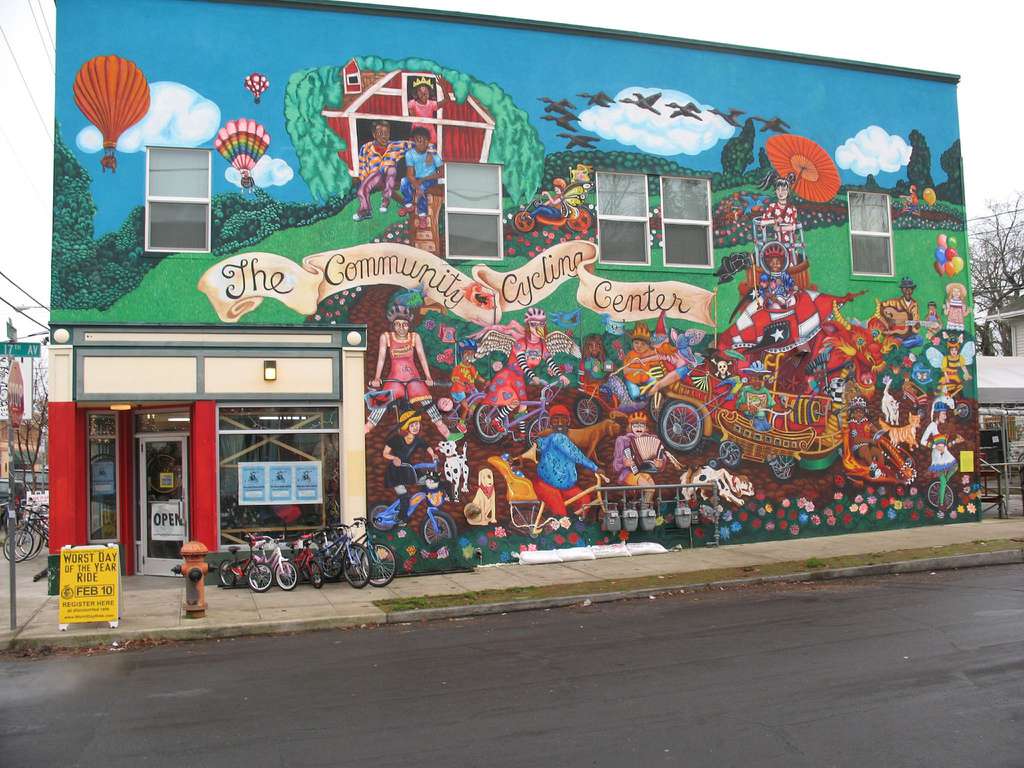 Colorful mural in the Alberta Arts District in Portland, Oregon