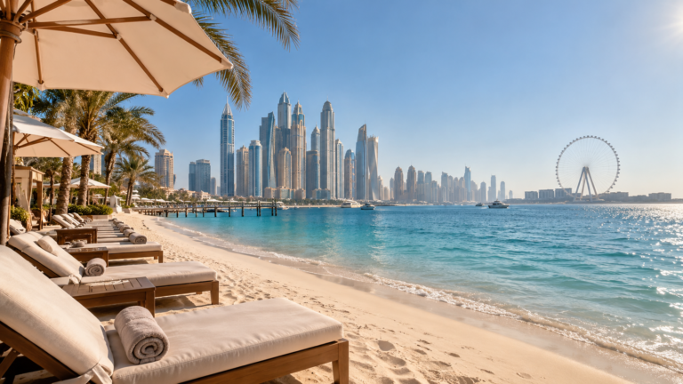 Luxury beach hotels in Dubai with skyline views