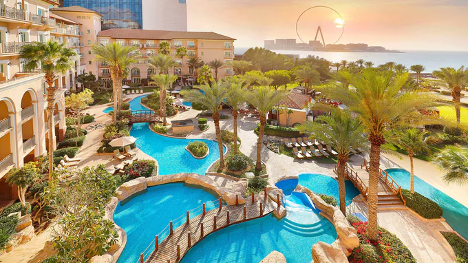 The Ritz-Carlton Dubai beachfront resort and pools in JBR